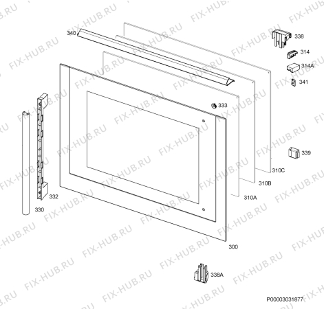 Взрыв-схема плиты (духовки) Aeg Electrolux BP7614000M - Схема узла Door